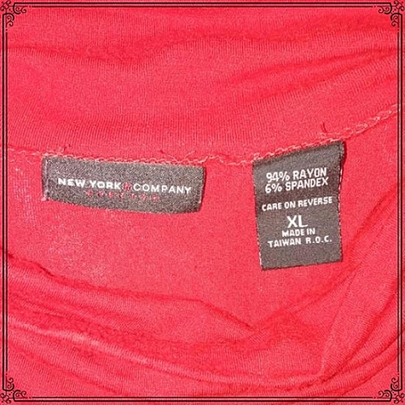 New York & Co Red Oversized Jersey Turtle Neck Top Size XL - Picture 7 of 7